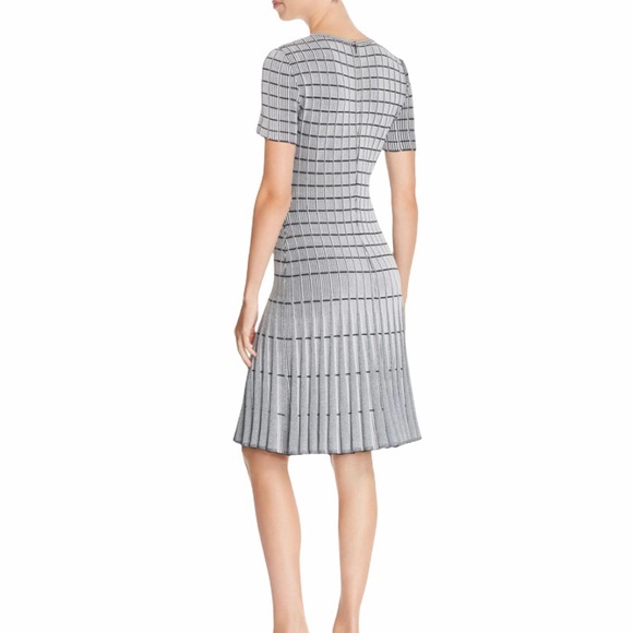 St John Geometric Ottoman Gray Stripe Knit Dress - Picture 8 of 14